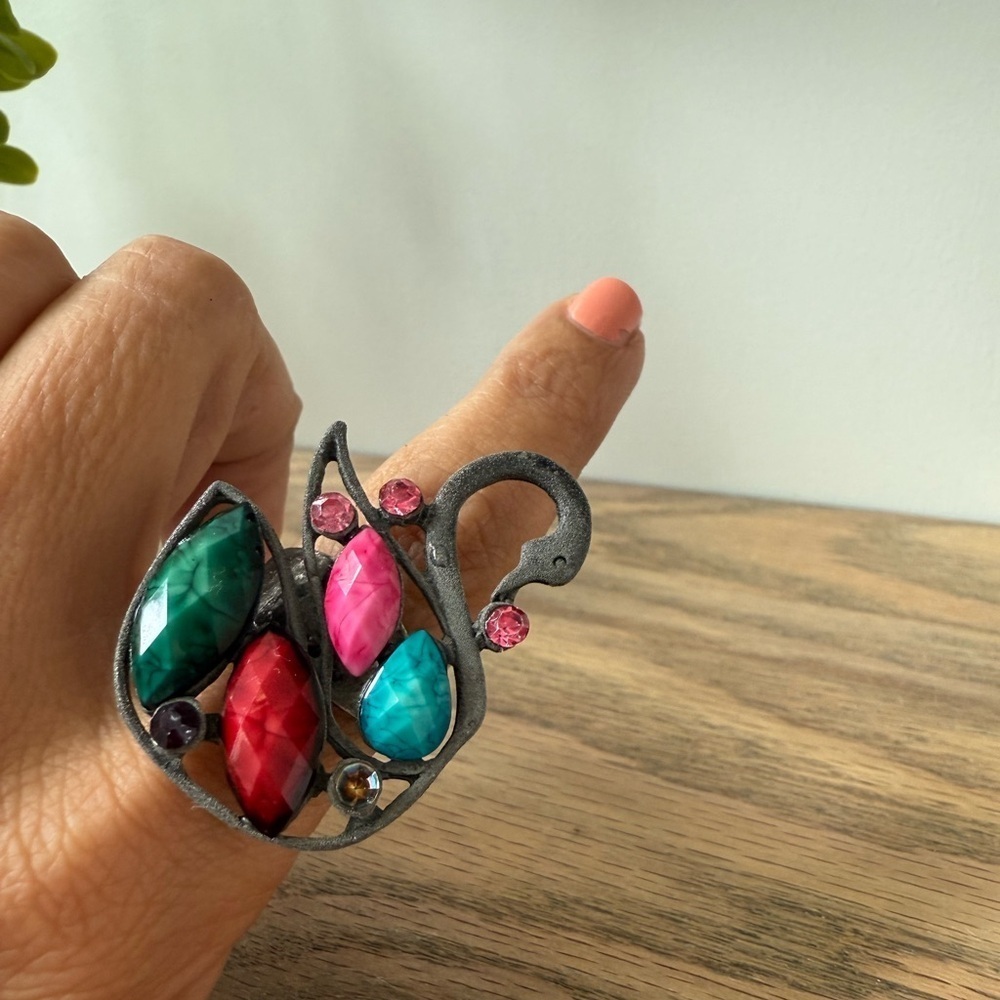 Swan costume jewelry ring bold rare fun - Picture 4 of 4